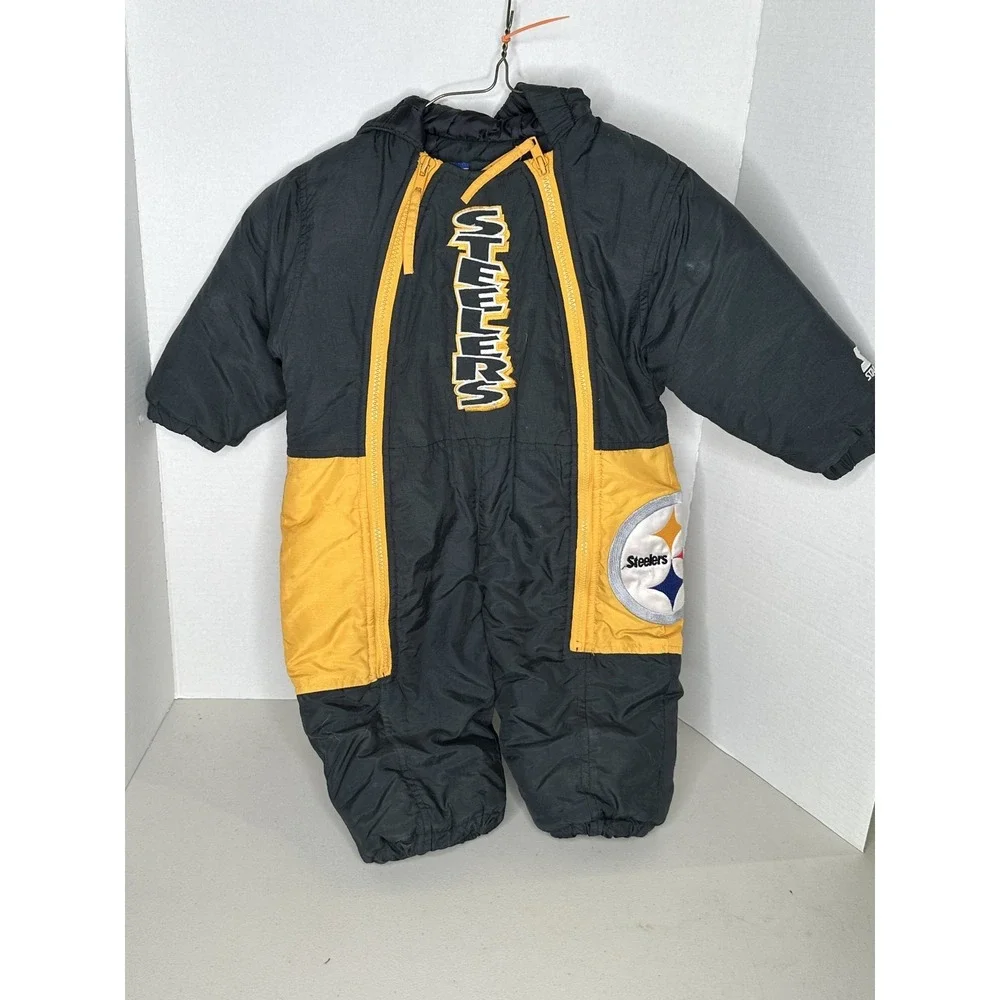 18 mo Pittsburgh Steelers Starter Snowsuit NFL Pro Line Hooded Puffer Suit 1990s